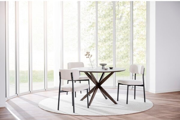 Masă de dining rotundă cu blat cu aspect de lemn de stejar 120x120 cm Calverton - Rowico