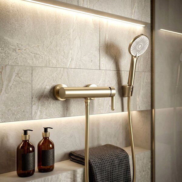 Furtun de duș anti-răsucire Rea Brush Gold 150 cm