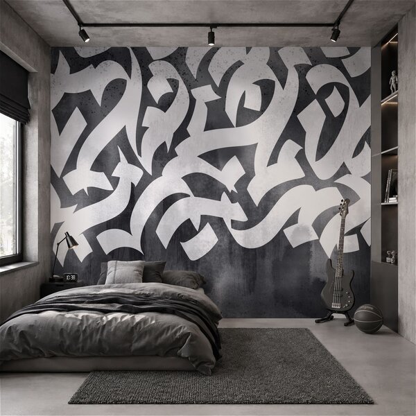Fototapet Graffiti alb și negru, Fototapet abstracte, Fototapet populare, t00923 - Tapeko.ro
