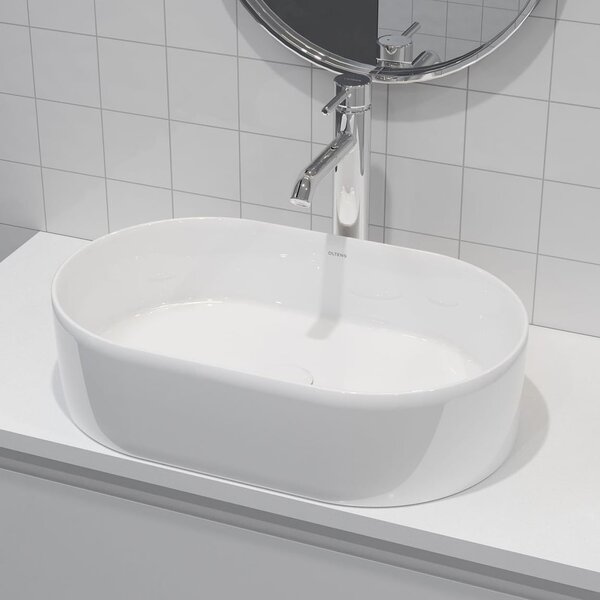 Oltens Lom lavoar 55x34 cm ovale de blat alb luciu 40311000