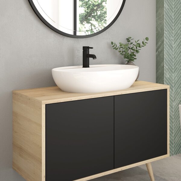 Oltens Hedvig dulap 95x45x49.7 cm sub chiuveta pe perete negru-stejar 60204360