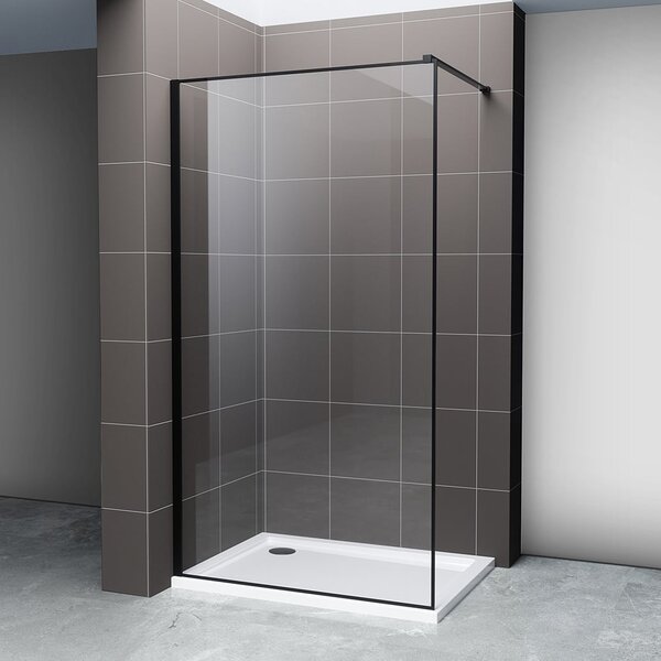 Hagser Hawisa perete cabină de duș walk-in 90 cm negru mat/sticla transparentă HGR50000022