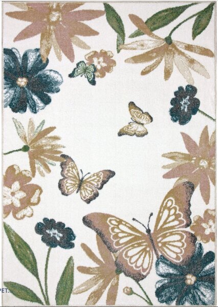Covor Sufragerei Dormitor, Model Fluturi 18066 120, Crem Multicolor, Dreptunghi, 120x170