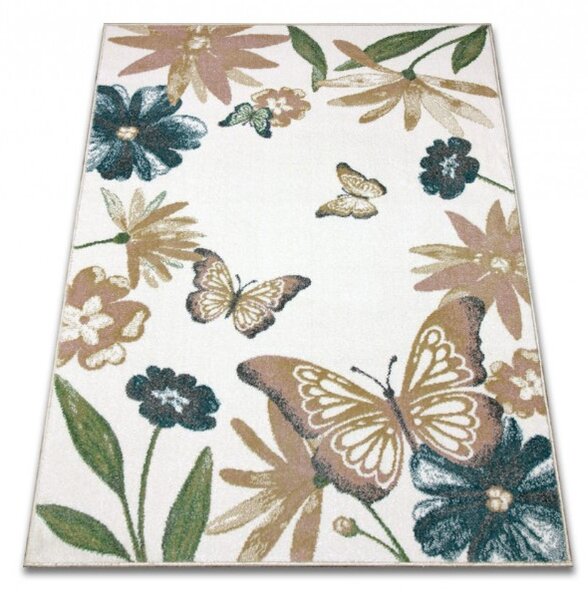 Covor Sufragerei Dormitor, Model Fluturi 18066 120, Crem Multicolor, Dreptunghi, 120x170