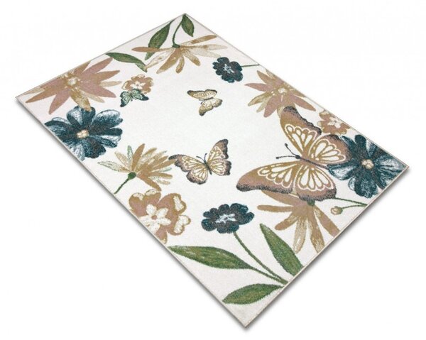 Covor Sufragerei Dormitor, Model Fluturi 18066 120, Crem Multicolor, Dreptunghi, 120x170