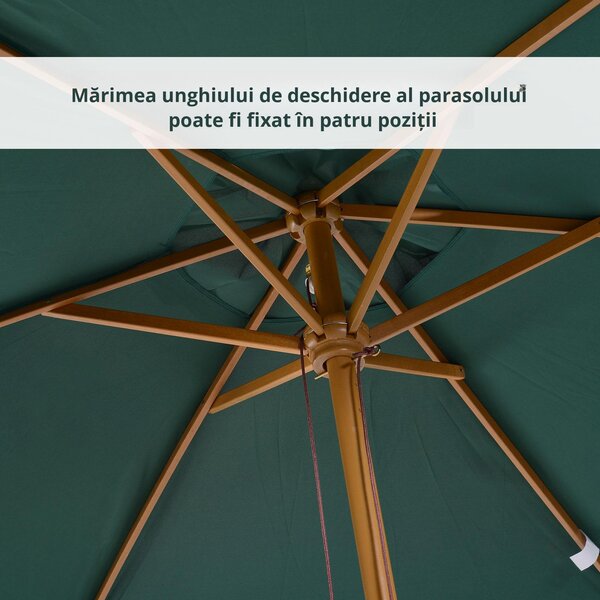 Outsunny Umbrelă din Lemn pentru Grădină, Verde, 2X3M, Design Elegant, Rezistentă la Intemperii | Aosom Romania