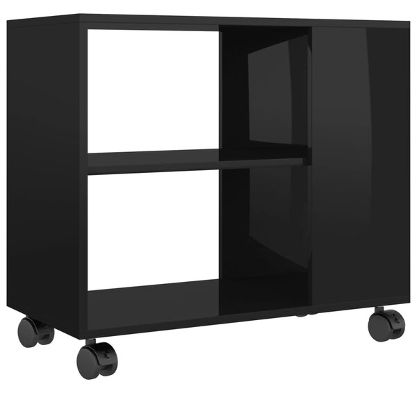 Masă laterală, negru extralucios, 70x35x55 cm, lemn compozit