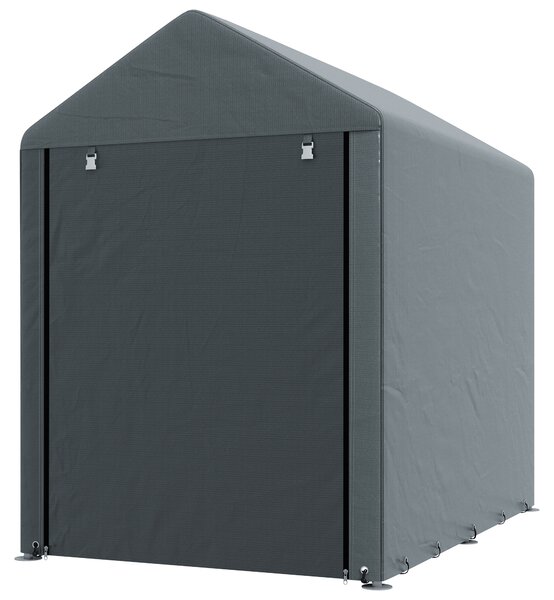 Outsunny Magazie pentru Scule cu Protecție UV și Intrare cu Fermoar, Cort de Garaj, 120x179x165 cm, Gri Închis | Aosom Romania