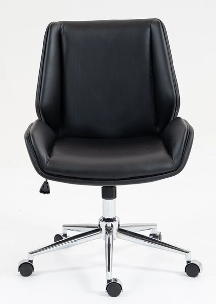 Scaun directorial, inaltime reglabila, brate fixe, piele ecologica, baza metalica, Negru