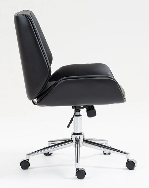Scaun directorial, inaltime reglabila, brate fixe, piele ecologica, baza metalica, Negru