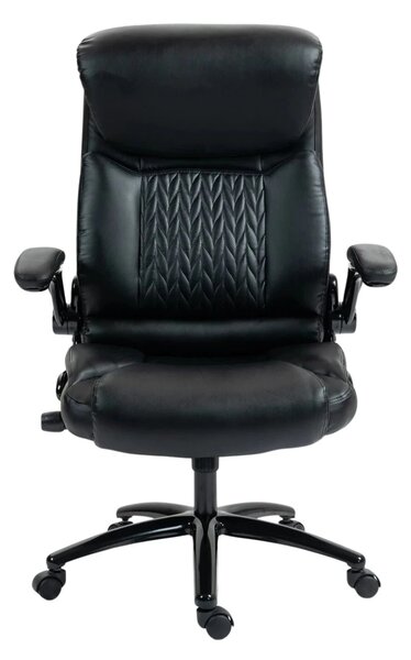 Scaun directorial, suport lombar ergonomic reglabil, Rezistent 150 kg, inaltime reglabila, cotiere rabatabile, piele PU, Negru