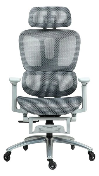 METACHAIR Scaun ergonomic, cotiere 3D, suport picioare, Full Mesh, Gri