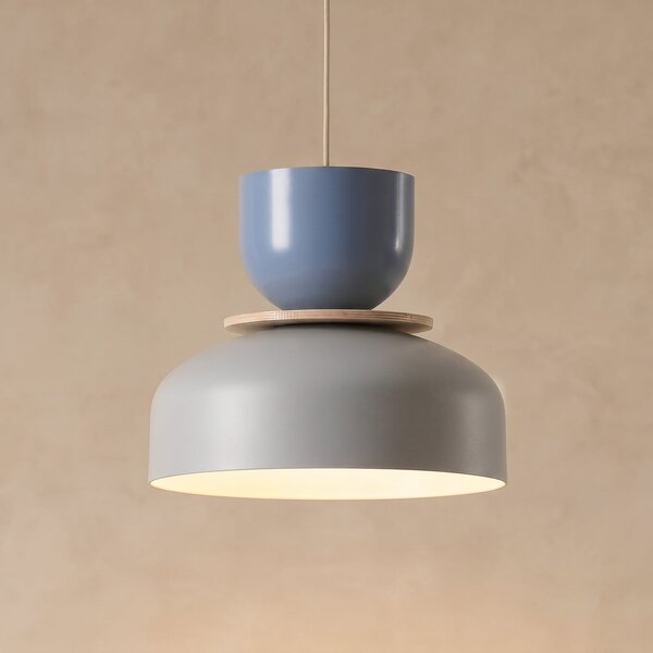 ALDEX Lampă suspendată Uto, gri/albastru, Ø 30 cm, metal, reglabil, Multicolor, Camera de zi / sufragerie, Metal, Modern