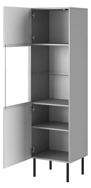 Vitrina ASENSIO, gri mat, PAL/metal, 50x42x180 cm