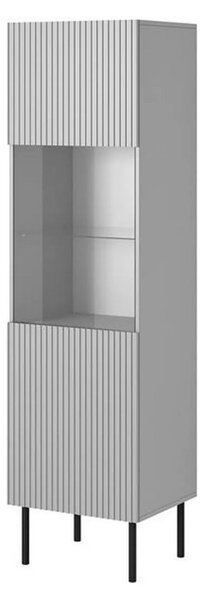 Vitrina ASENSIO, gri mat, PAL/metal, 50x42x180 cm