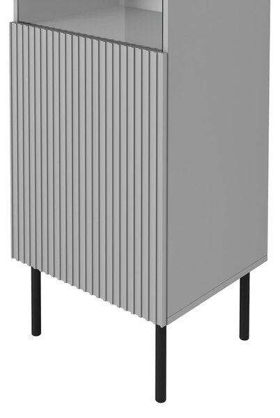 Vitrina ASENSIO, gri mat, PAL/metal, 50x42x180 cm