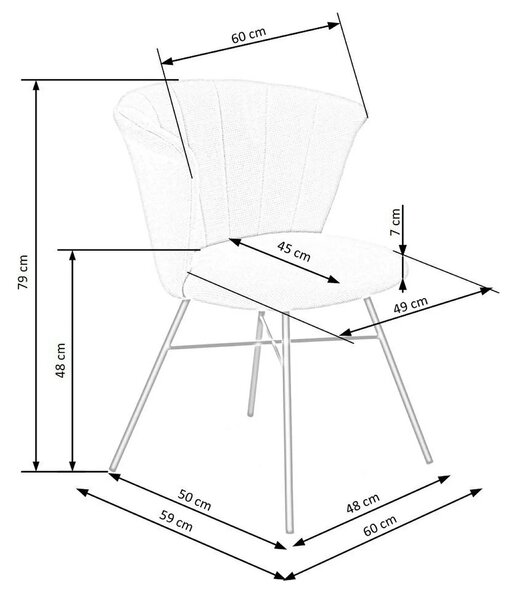 Scaun K459, bej/negru, stofa clasica/otel, 60x59x79 cm
