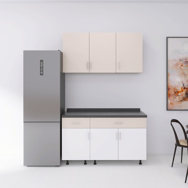 Set Bucatarie 120 cm, Culoarea CASMIR - ALB , Pal 18mm, Blat Termorezistent