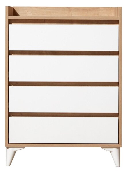 Comoda TUVALLE 040, alb/stejar, PAL melaminat, 70x40x92 cm