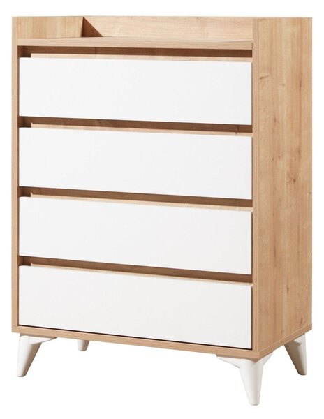 Comoda TUVALLE 040, alb/stejar, PAL melaminat, 70x40x92 cm