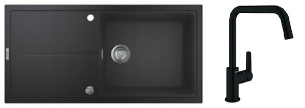 Set chiuvetă din granit Grohe K400 31641AP0, baterie bucătărie Grohe Start 304702430