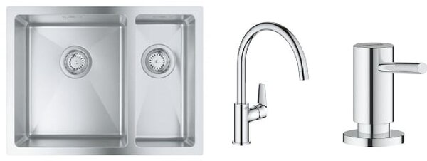 Set chiuveta din otel Grohe K700 31577SD1, baterie bucătărie Grohe Start Edge 30529001, 40535000