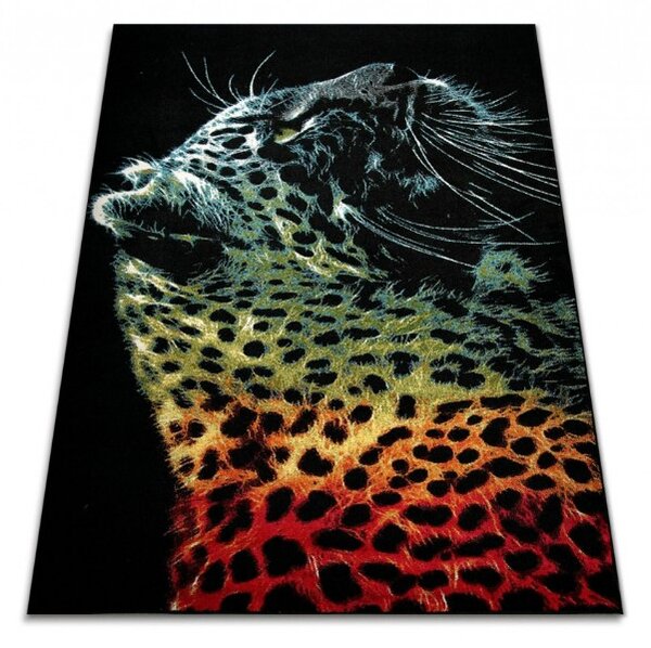 Covor Sufragerie, Model Black Leopard 11016 180, Covor Dreptunghiular, Negru Dreptunghi, 200x300