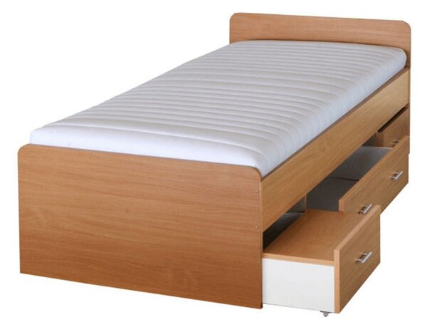 Cadru pat DUET 90x200, fag, PAL/metal, cu sertare