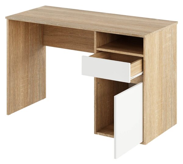Birou BILI NEW, stejar sonoma/alb, DTD laminat, 120x53x75.5 cm