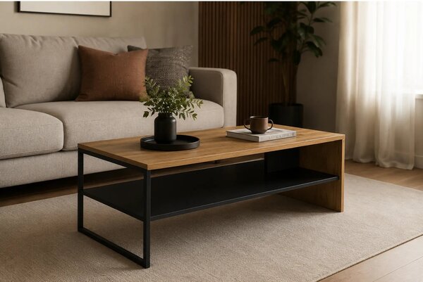 Masuta cafea SANTES, stejar auriu/gri antracit, PAL, 120x60x40 cm