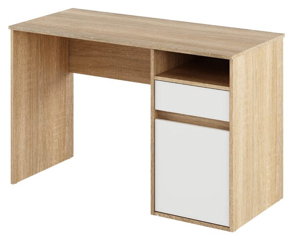 Birou BILI NEW, stejar sonoma/alb, DTD laminat, 120x53x75.5 cm