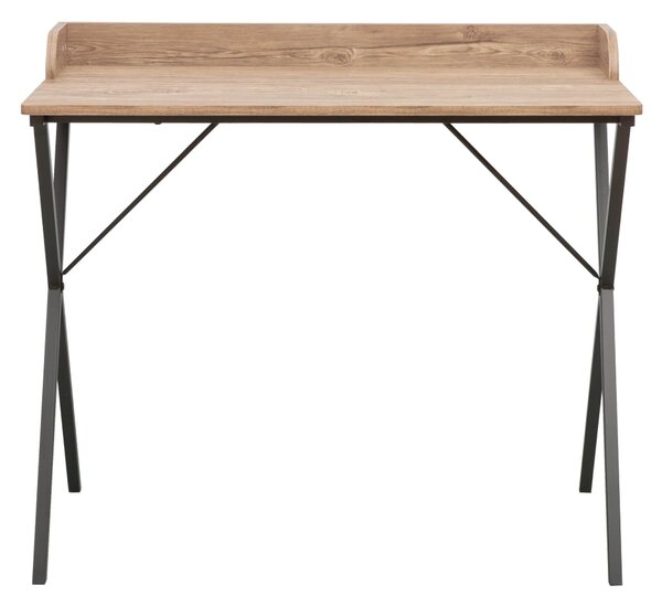 Masa birou OFIS, stejar/negru, DTD laminat/metal, 90x50x79 cm