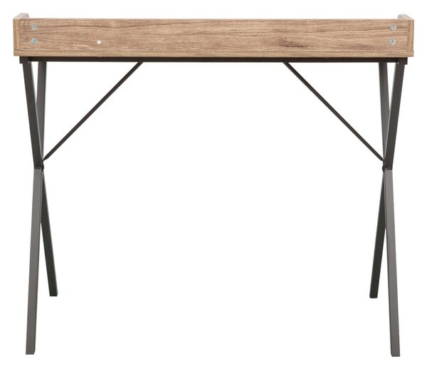 Masa birou OFIS, stejar/negru, DTD laminat/metal, 90x50x79 cm