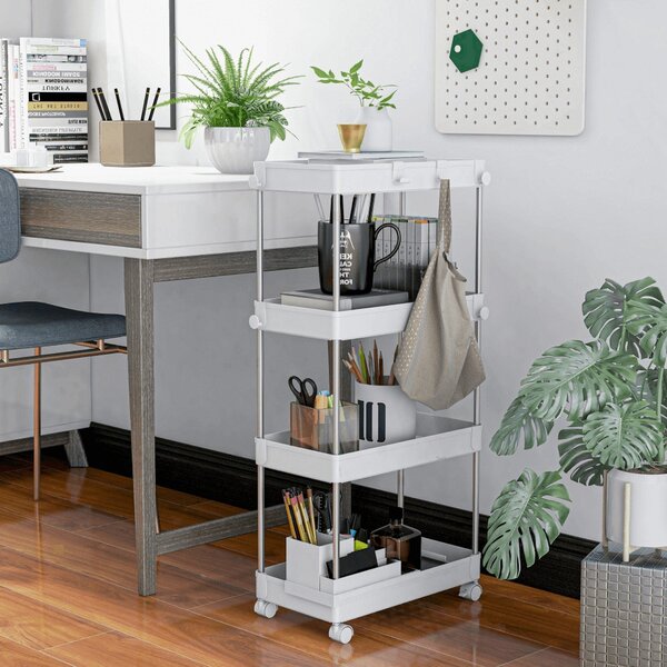 Etajera ALIOL TIP 3, alb, metal/plastic, 40x22x85 cm