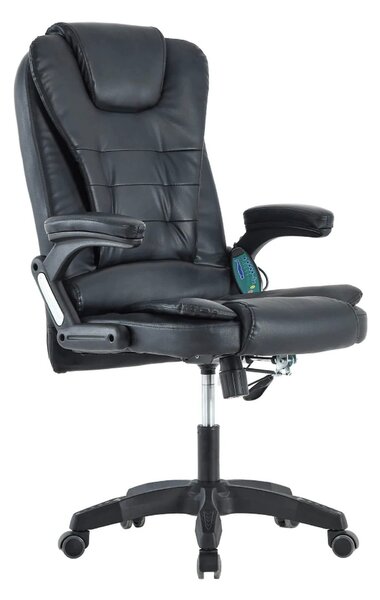 Scaun de birou TYLER NEW, negru, piele ecologica/plastic, 65x71x110/12