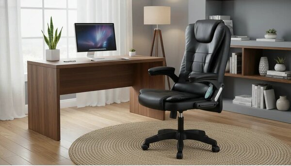 Scaun de birou TYLER NEW, negru, piele ecologica/plastic, 65x71x110/12