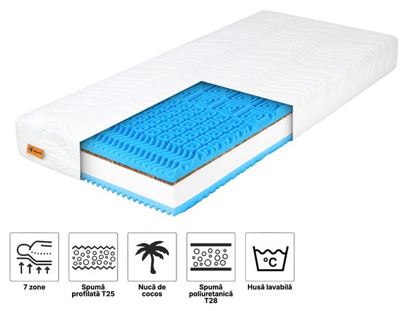 Saltea din spumă cu strat de cocos Zenor 80x200x21 - husă Silver