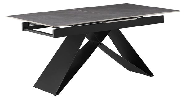 Masa extensibila MAJED, gri beton/negru, ceramica/metal, 160/200x90x75