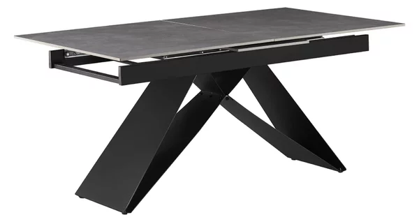 Masa extensibila MAJED, gri beton/negru, ceramica/metal, 160/200x90x75
