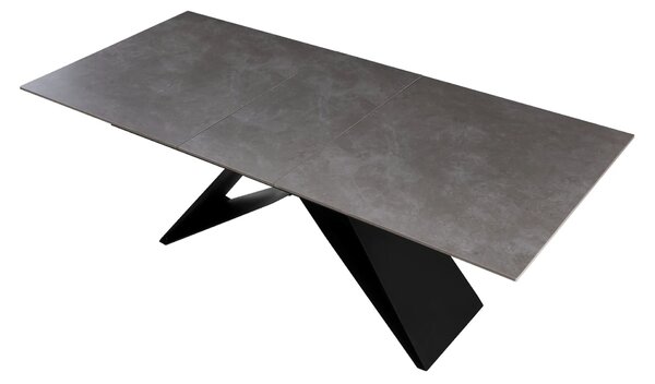 Masa extensibila MAJED, gri beton/negru, ceramica/metal, 160/200x90x75