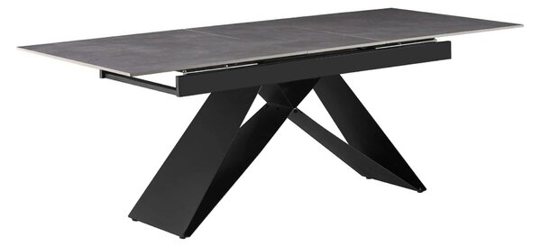 Masa extensibila MAJED, gri beton/negru, ceramica/metal, 160/200x90x75