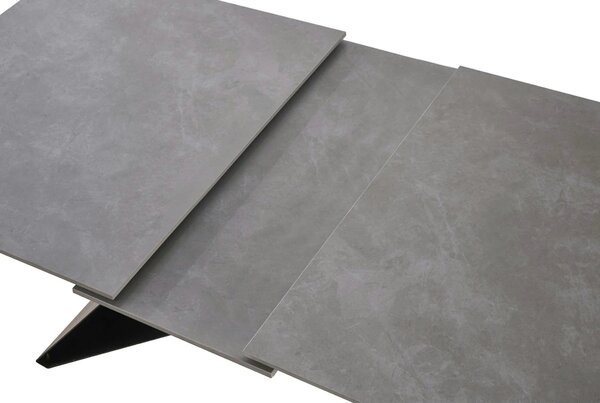 Masa extensibila MAJED, gri beton/negru, ceramica/metal, 160/200x90x75