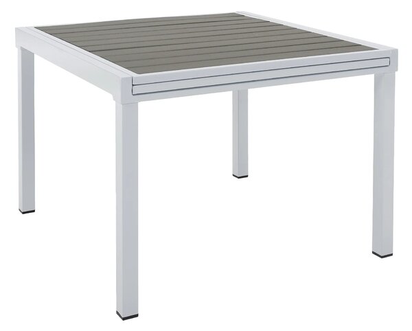 Masa extensibila gradina DORIO, alb/gri, otel/lemn, 100/200x100x75 cm