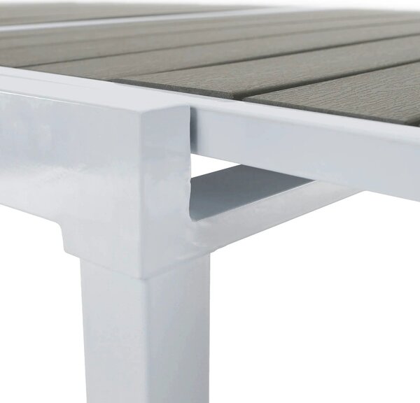 Masa extensibila gradina DORIO, alb/gri, otel/lemn, 100/200x100x75 cm