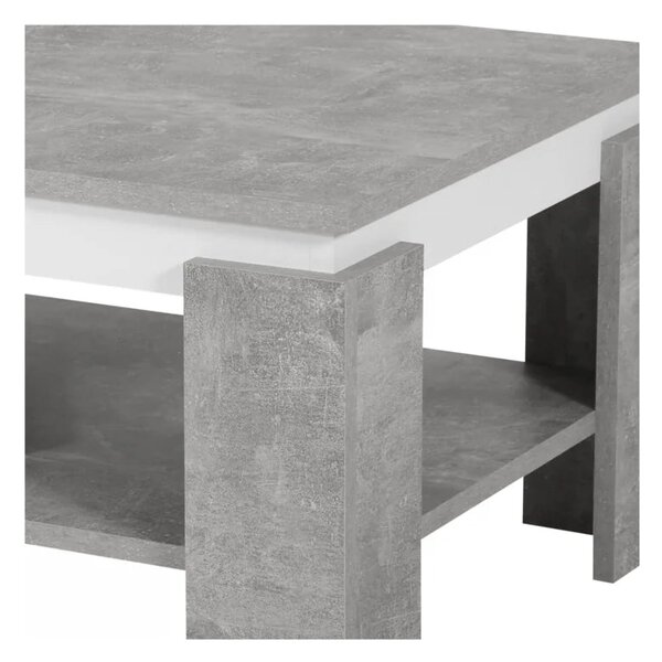 Masuta cafea PIANI, gri beton/alb, 90x60x41 cm