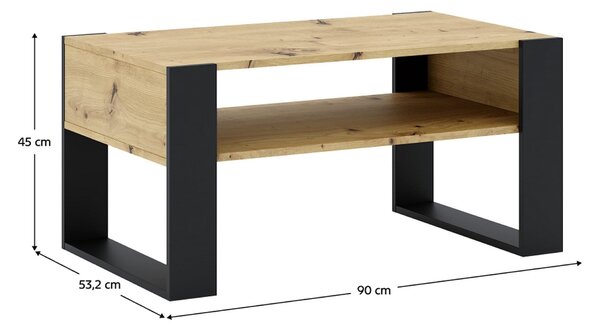Masuta cafea CARA 1, stejar artisan/negru, DTD laminat, 90x53x45 cm