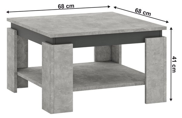 Masuta cafea LEJSY, gri beton/gri grafit, 68x68x41 cm
