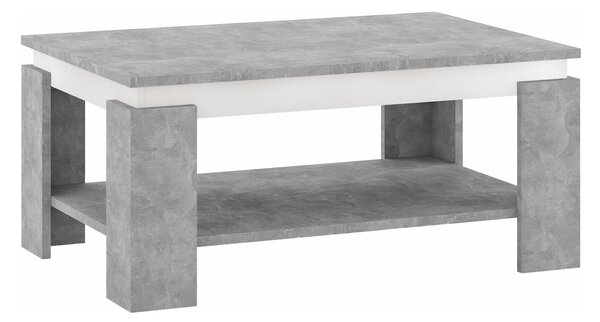 Masuta cafea PIANI, gri beton/alb, 90x60x41 cm