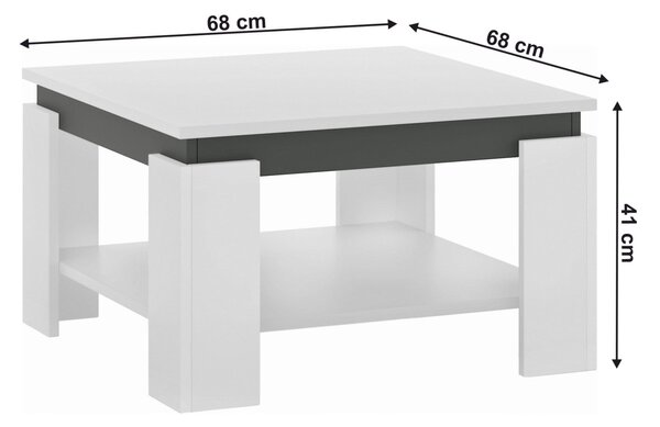 Masuta cafea LEJSY, alb/gri grafit, 68x68x41 cm