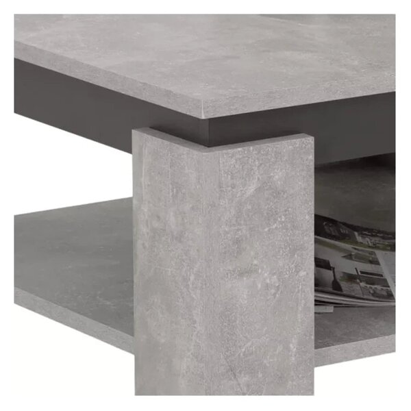 Masuta cafea LEJSY, gri beton/gri grafit, 68x68x41 cm